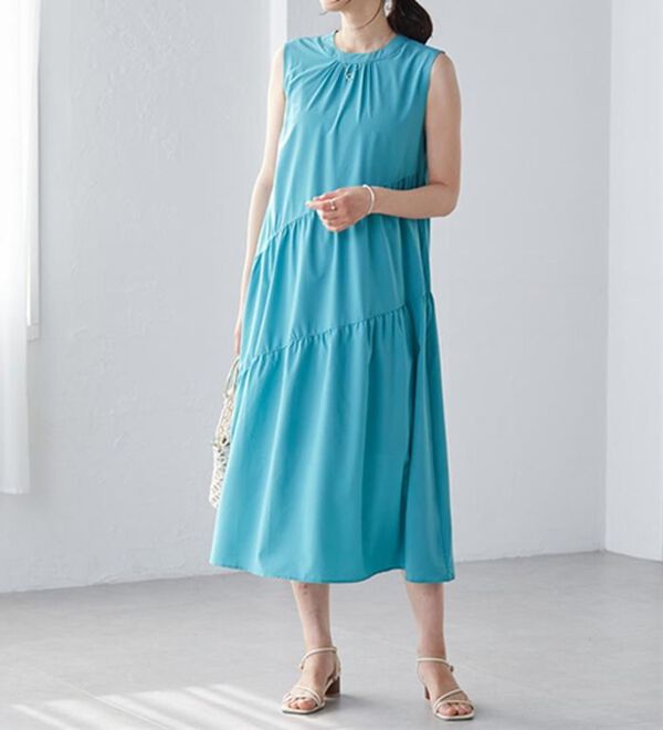 RANAN（ラナン）の「ひんやり裏地付！ななめティアードワンピ（その他ワンピース）」｜詳細画像