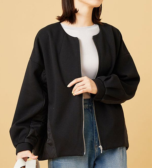 BELLUNA（ベルーナ）の「中わたキルト切替ノーカラージャケット（ノーカラージャケット）」｜詳細画像