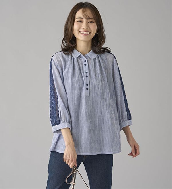 BELLUNA（ベルーナ）の「暑い夏に着たい！涼やか綿１００％ブラウス（ブラウス）」｜詳細画像