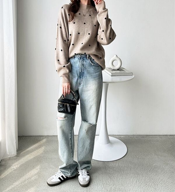 GeeRA（ジーラ）の「ドット柄ニットプルオーバー（ニット・セーター）」｜詳細画像