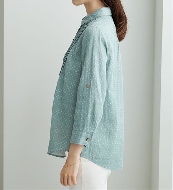 BELLUNA（ベルーナ）の「【綿100％素材】ダブルガーゼ素材丸衿多ボタンブラウス（ブラウス）」｜詳細画像