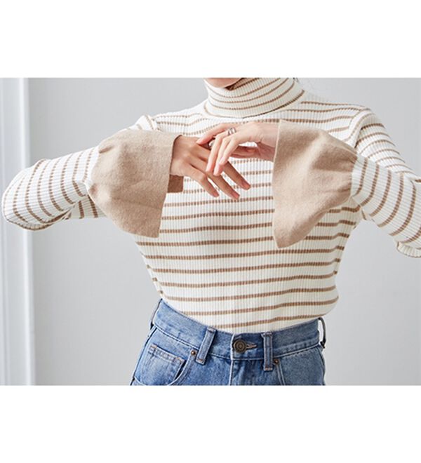 RANAN（ラナン）の「＜ムースタッチ＞洗える！バイカラータートルリブニット（ニット・セーター）」｜詳細画像