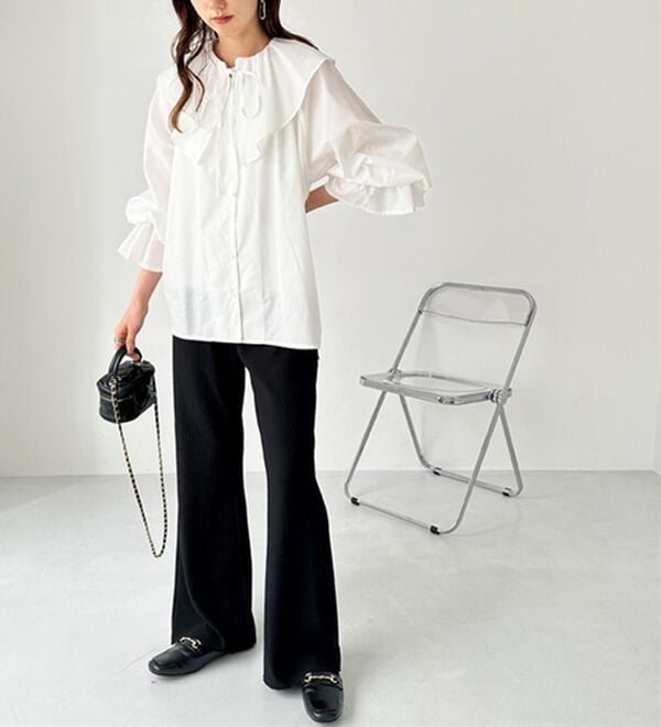 GeeRA（ジーラ）の「セルフカット美脚魅せセミフレアパンツ（フルレングスパンツ）」｜詳細画像