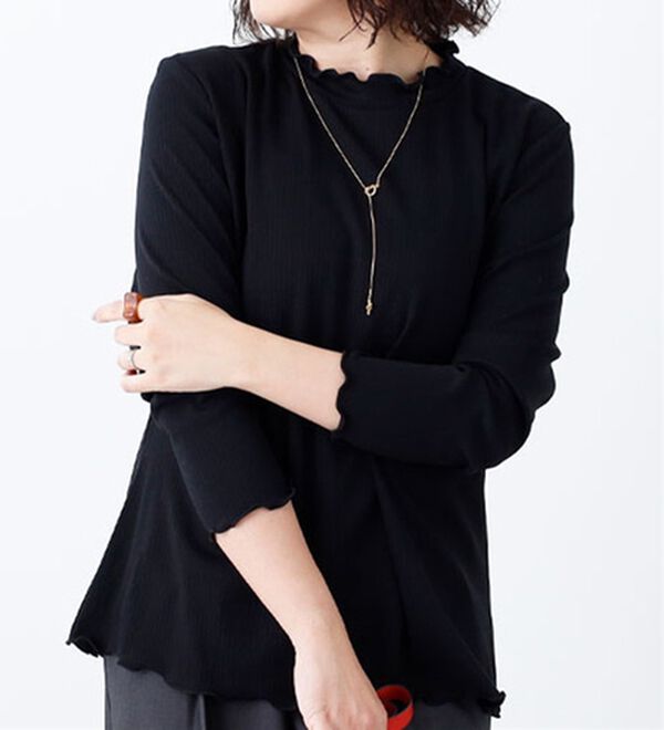 BELLUNA（ベルーナ）の「針抜きテレコハイネックプルオーバー（カットソー）」｜黒