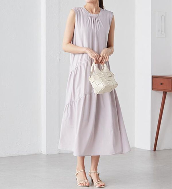 RANAN（ラナン）の「ひんやり裏地付！ななめティアードワンピ（その他ワンピース）」｜詳細画像