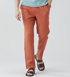 「＜イネド＞ひんやり麻入りテーパードパンツ（メンズフルレングスパンツ）」｜詳細画像