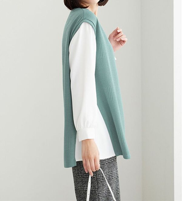 BELLUNA（ベルーナ）の「ボーダージャカード異素材切替チュニック（チュニック）」｜詳細画像