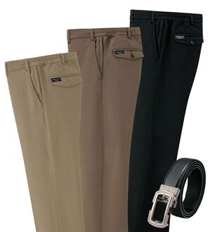 「＜コムルヴァン・オム＞お父さんの裏シャギー７得パンツ（メンズフルレングスパンツ）」｜3本組＋ベルト