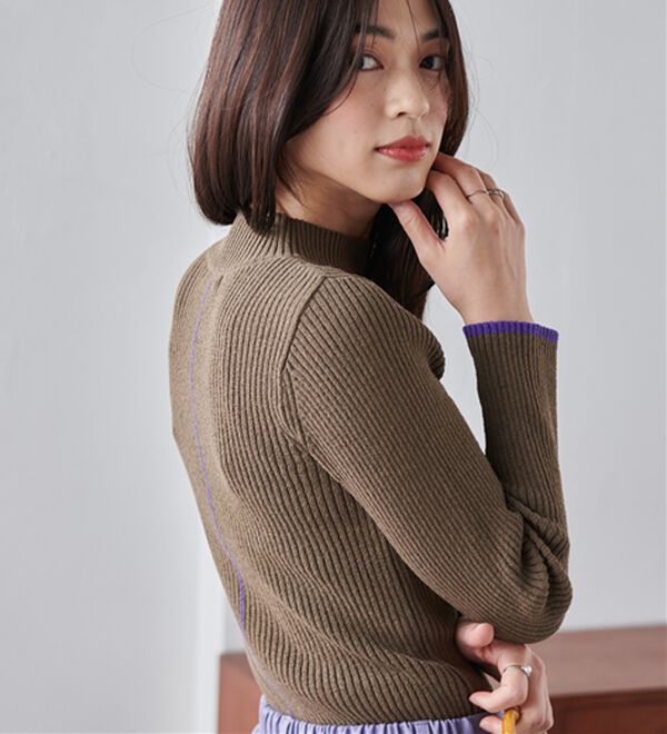 RANAN（ラナン）の「もちもちリブパイピングハイネックニット（ニット・セーター）」｜詳細画像