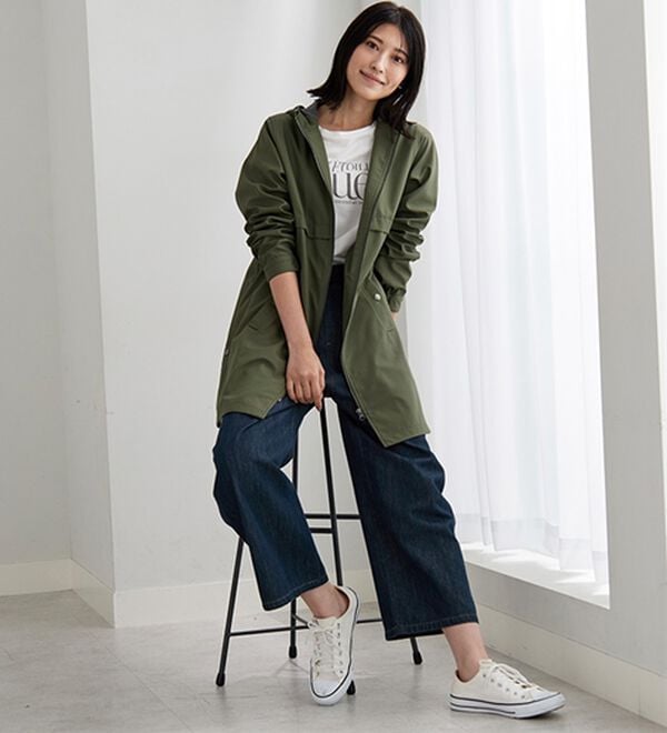 BELLUNA（ベルーナ）の「はっ水加工ボンディング素材ロング丈パーカー（ハーフコート）」｜詳細画像