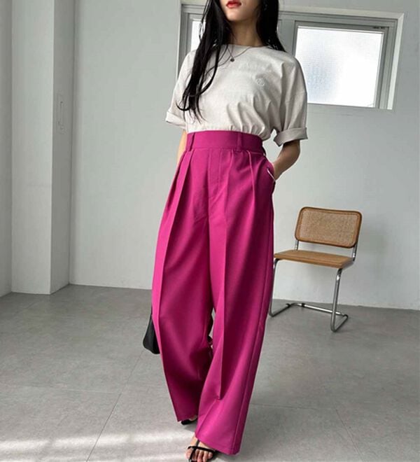 RANAN（ラナン）の「【選べる股下】きれい見え２タックワイドスラックス（ワイドパンツ・ガウチョ）」｜詳細画像