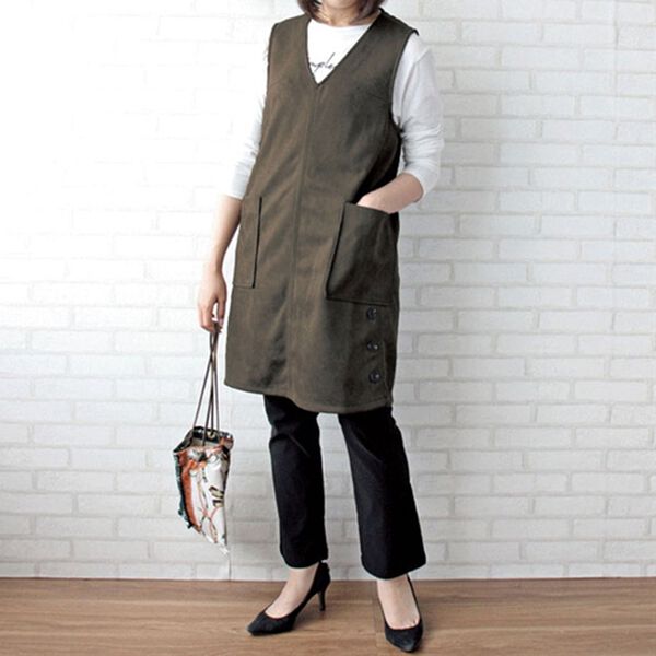 BELLUNA（ベルーナ）の「スエード調素材ボタン使いジャンパードレス（チュニック）」｜詳細画像