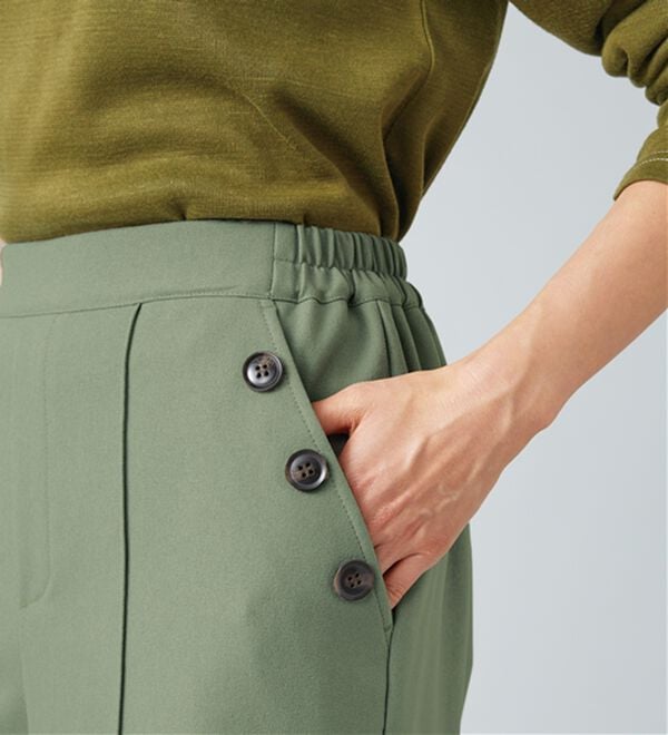 BELLUNA（ベルーナ）の「ウーリッシュ素材釦使いワイドパンツ（ワイドパンツ・ガウチョ）」｜詳細画像