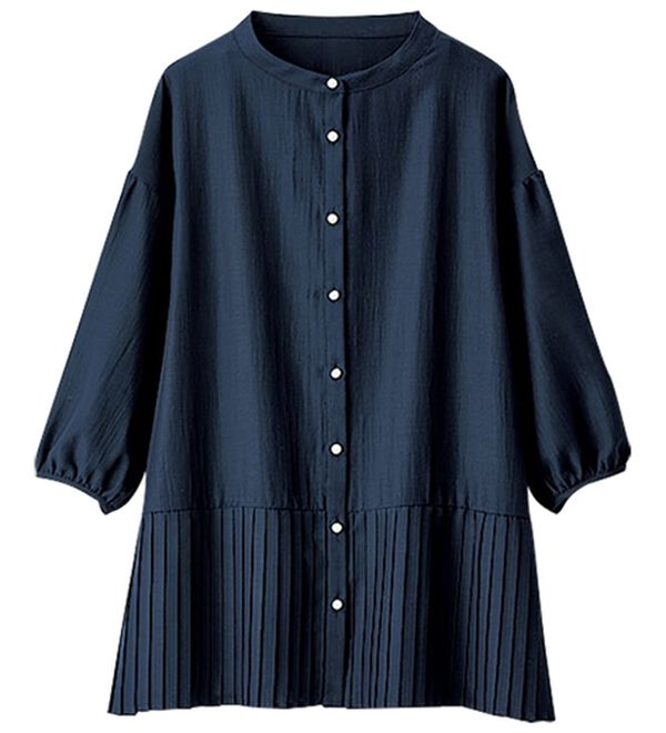 BELLUNA（ベルーナ）の「裾プリーツ切替パールボタンブラウス（ブラウス）」｜詳細画像