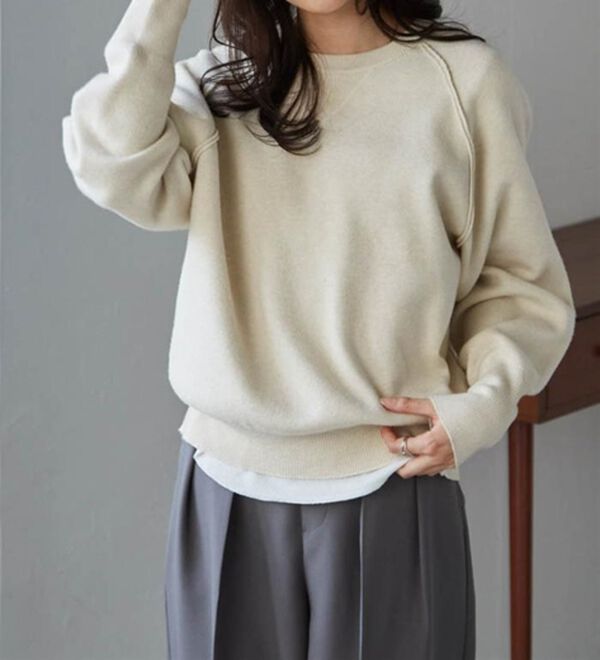 RANAN（ラナン）の「パチパチしにくい！大人のきれいめトレーナーニット（ニット・セーター）」｜詳細画像