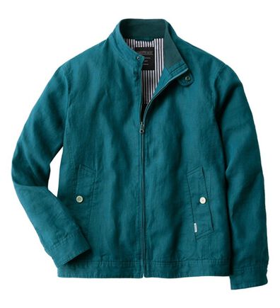 「さっと羽織れる麻１００％ライダースブルゾン（メンズジャケット）」