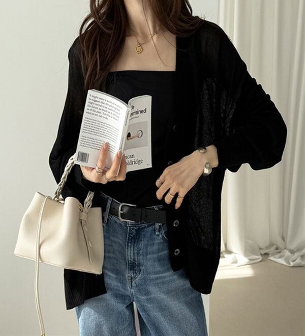 GeeRA（ジーラ）の「接触冷感！Ｖネックカーディガン（ニットカーディガン）」｜詳細画像