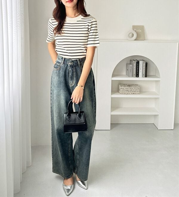 GeeRA（ジーラ）の「編地切替ニットトップス（ニット・セーター）」｜詳細画像