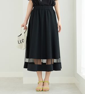 BELLUNA（ベルーナ）の「裾シアーデザインチュールスカート（ロングスカート）」｜黒