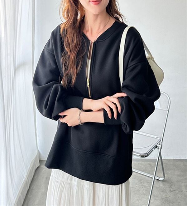 GeeRA（ジーラ）の「【ラク&times;きれい】ハーフジップ裏起毛スウェット（トレーナー・スウェット）」｜詳細画像