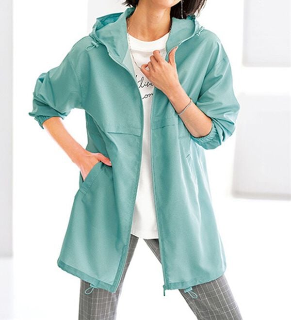 BELLUNA（ベルーナ）の「はっ水加工軽量パーカー（ポーチ付）（パーカー）」｜杢ミント