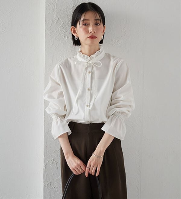 RANAN（ラナン）の「プチフリルリボン付きブラウス（ブラウス）」｜詳細画像