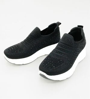 BELLUNA（ベルーナ）の「きらめきビジューニットスニーカー（スニーカー）」｜ブラック