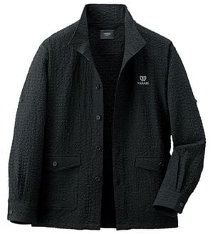 「涼感スタイリッシュブルゾン（メンズジャケット）」｜ブラック(サッカー素材)