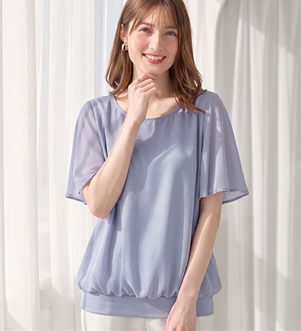 alotta（アロッタ）の「インナー付きドルマンブラウス（ブラウス）」｜ラベンダーブルー