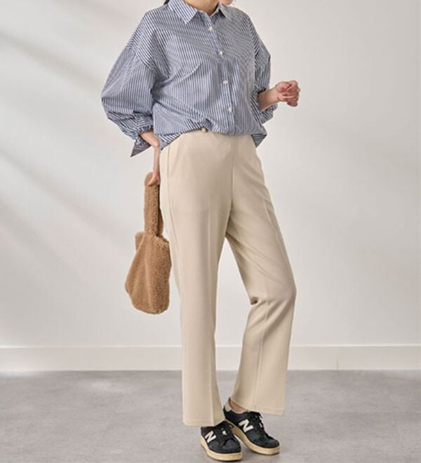 BELLUNA（ベルーナ）の「ジョーゼット素材フレアーパンツ（フルレングスパンツ）」｜詳細画像