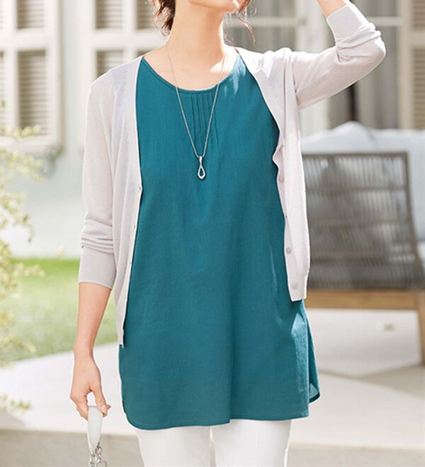 LAVIENNE（ラヴィエンヌ）の「【４色組】ブラいらずの綿１００％楊柳トップス（肌着・インナーウェア）」｜詳細画像