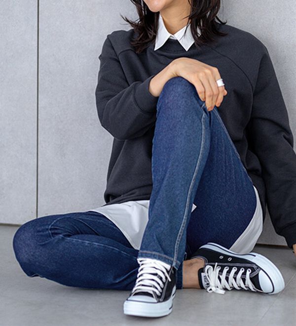 BELLUNA（ベルーナ）の「【選べる裏側】ぐん伸びニットデニムパンツ（フルレングスパンツ）」｜詳細画像