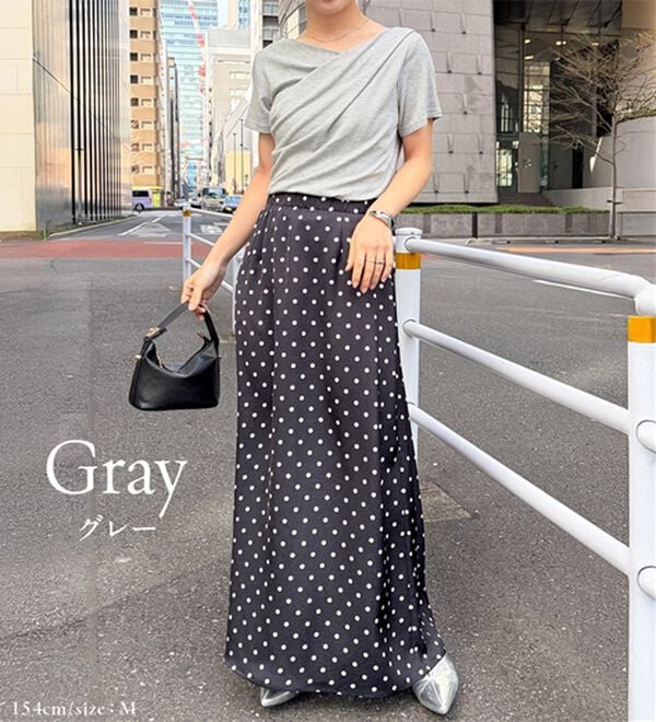 RANAN（ラナン）の「【新色追加】ひんやり上品ドレープリブTシャツ（カットソー）」｜詳細画像