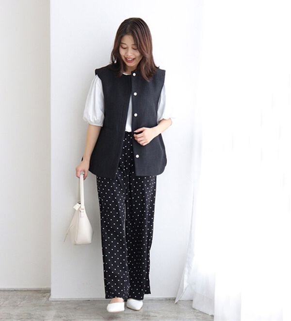 Pierrot（ピエロ）の「【接触冷感】楽ちんキレイ見えワイドイージーパンツ（フルレングスパンツ）」｜詳細画像