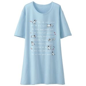 BELLUNA（ベルーナ）の「綿１００％プリントＴシャツ（Tシャツ）」｜サックス・犬