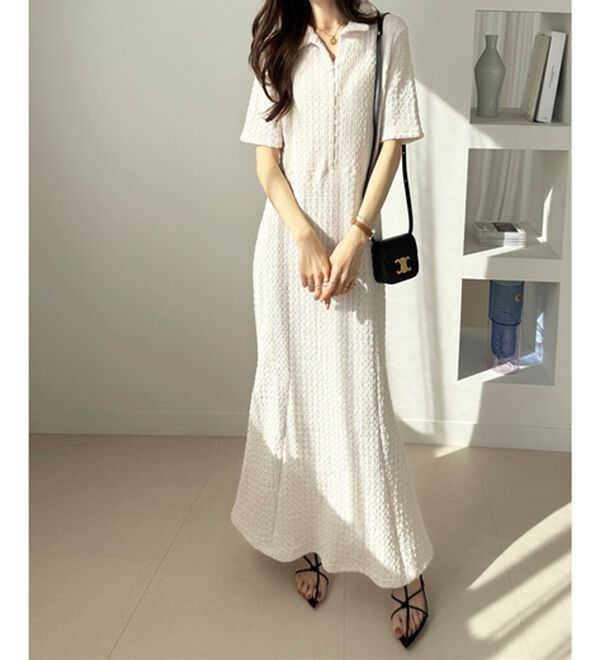 GeeRA（ジーラ）の「全骨格細見え！表面感素材マーメイドワンピース（その他ワンピース）」｜詳細画像