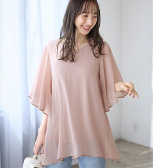alotta（アロッタ）の「【接触冷感】インナー付き上品ドレープチュニック（チュニック）」｜ピンク