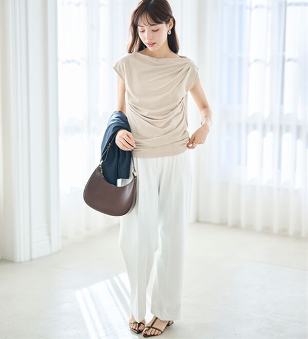 RANAN（ラナン）の「タックドレープフレンチスリーブＴ（Tシャツ）」｜詳細画像