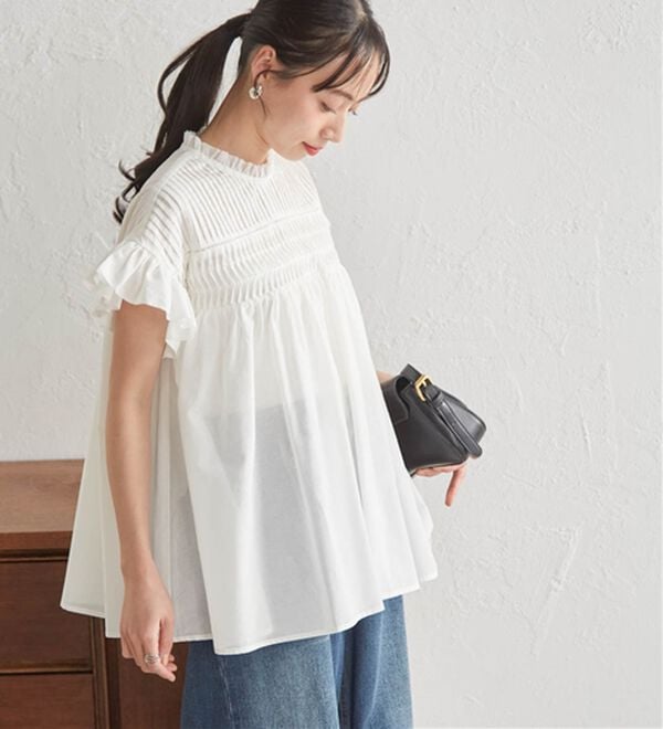 RANAN（ラナン）の「ピンタックフリルボイルブラウス（ブラウス）」｜詳細画像