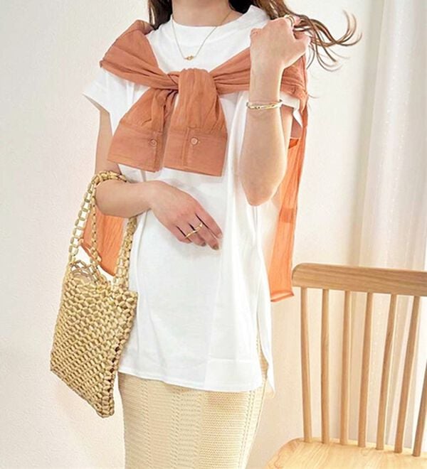 GeeRA（ジーラ）の「綿１００％フレンチスリーブチュニックＴシャツ（カットソー）」｜詳細画像