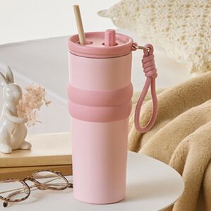 「ストロー付き保温保冷タンブラー（その他日用品）」｜ピンク