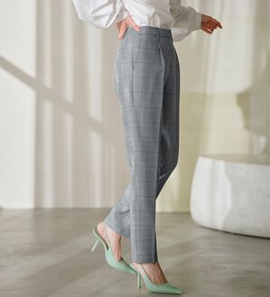 RANAN（ラナン）の「洗える！タックテーパードパンツ（テーパードパンツ）」｜グレンチェック