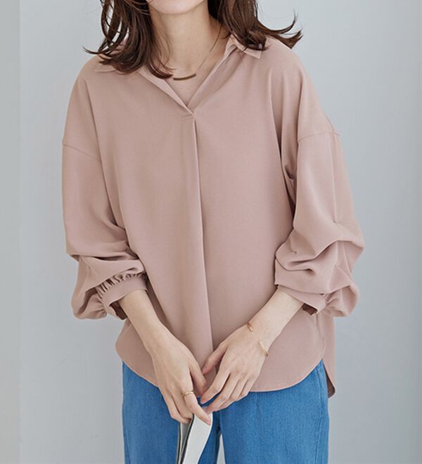 BELLUNA（ベルーナ）の「袖タックデザインスキッパーシャツ（シャツ）」｜詳細画像