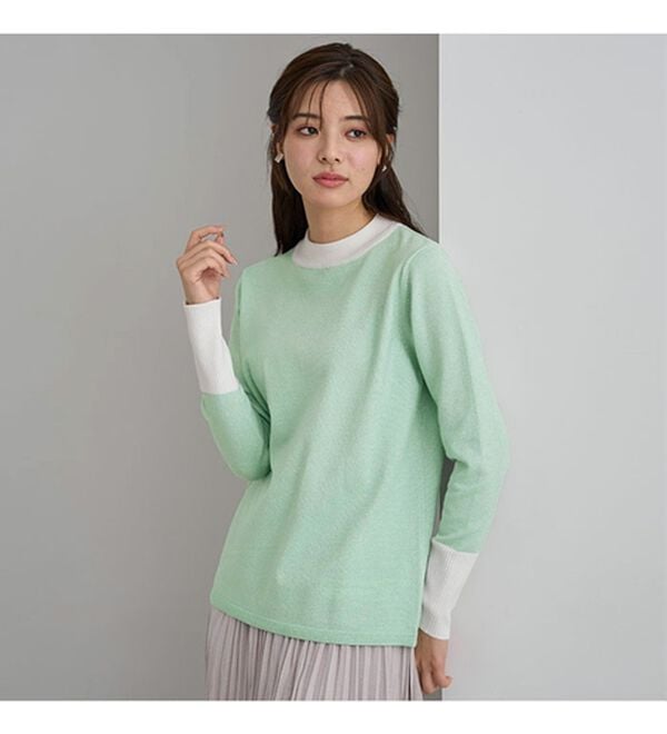 BELLUNA（ベルーナ）の「ラメ入り配色ニットプルオーバー（ニット・セーター）」｜詳細画像