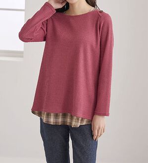 BELLUNA（ベルーナ）の「異素材重ね着風チュニック（チュニック）」｜ピンク