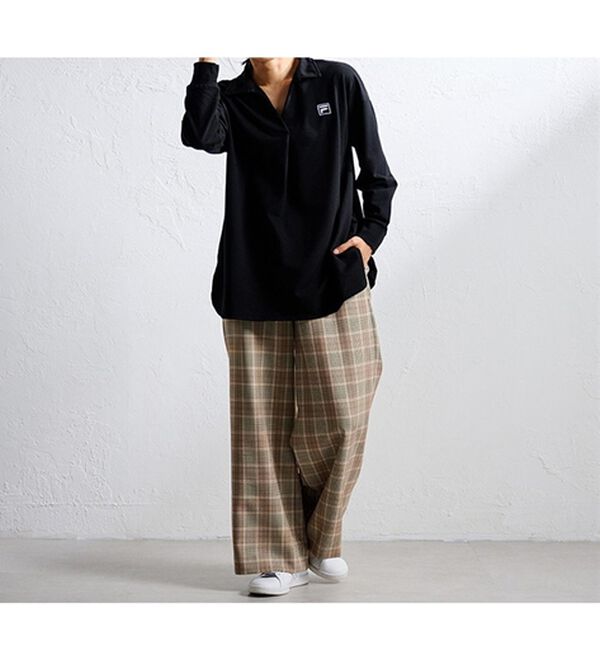 RANAN（ラナン）の「＜ＦＩＬＡ＞鹿の子チュニック長袖ポロシャツ（カットソー）」｜詳細画像