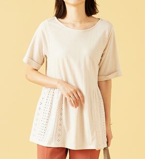 BELLUNA（ベルーナ）の「ヒンヤリ！サイドレース切替チュニック（チュニック）」｜アイボリー