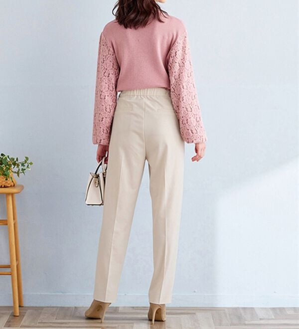 BELLUNA（ベルーナ）の「こっそりおなかがラクラク！ボタン使いウエスト調整テーパードパンツ（テーパードパンツ）」｜詳細画像