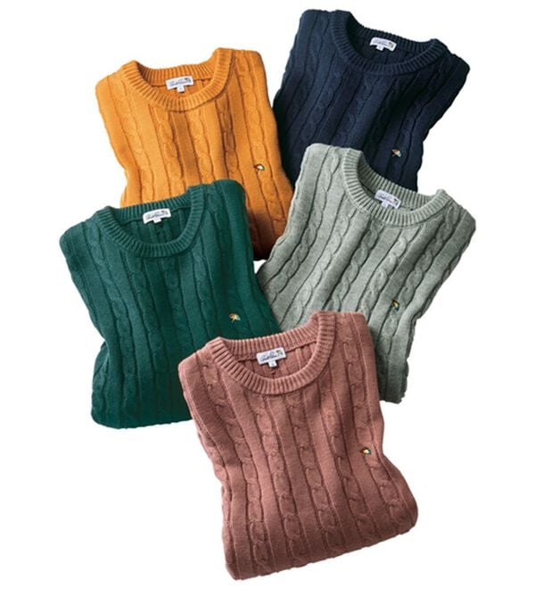 「＜アーノルド　パーマー＞ワンポイントケーブルニット（メンズニット・セーター）」｜詳細画像