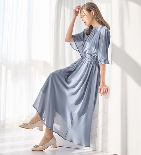 接触冷感】インナー付シャーリングシフォンワンピース - ベルーナ【公式】 